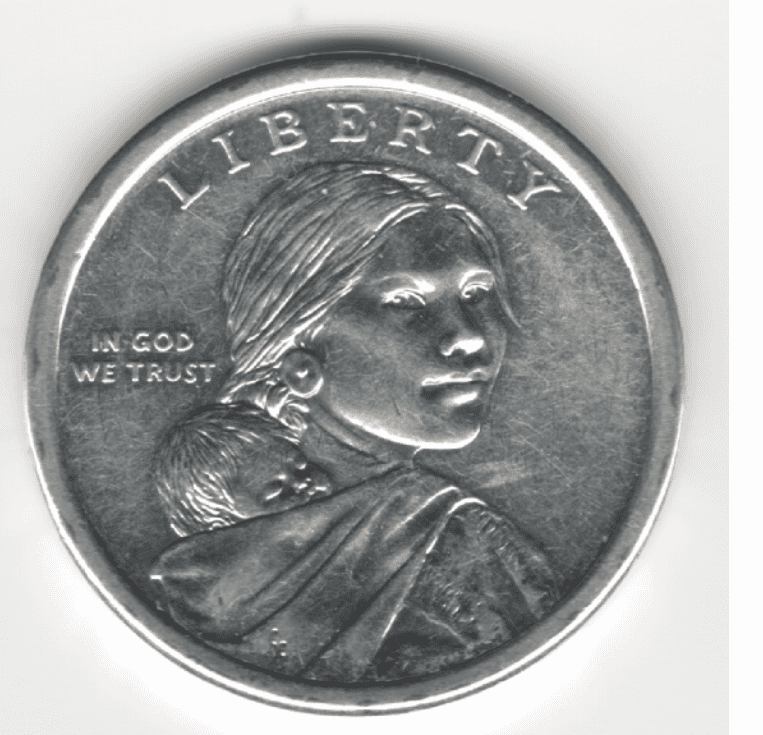 An example of a regular Sacagawea Dollar plated with silver