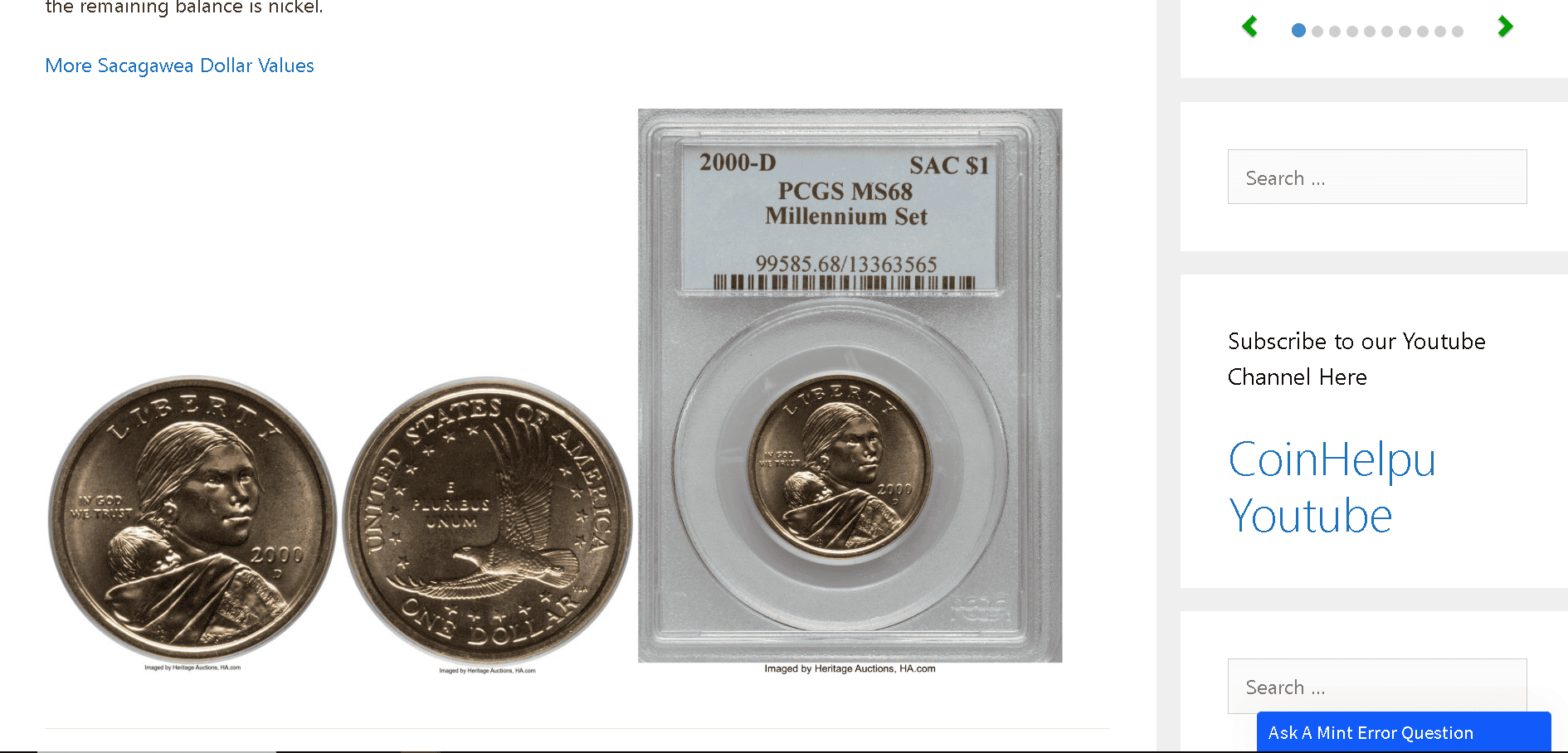 Millennium Set Sacagawea is today valued at roughly $80.