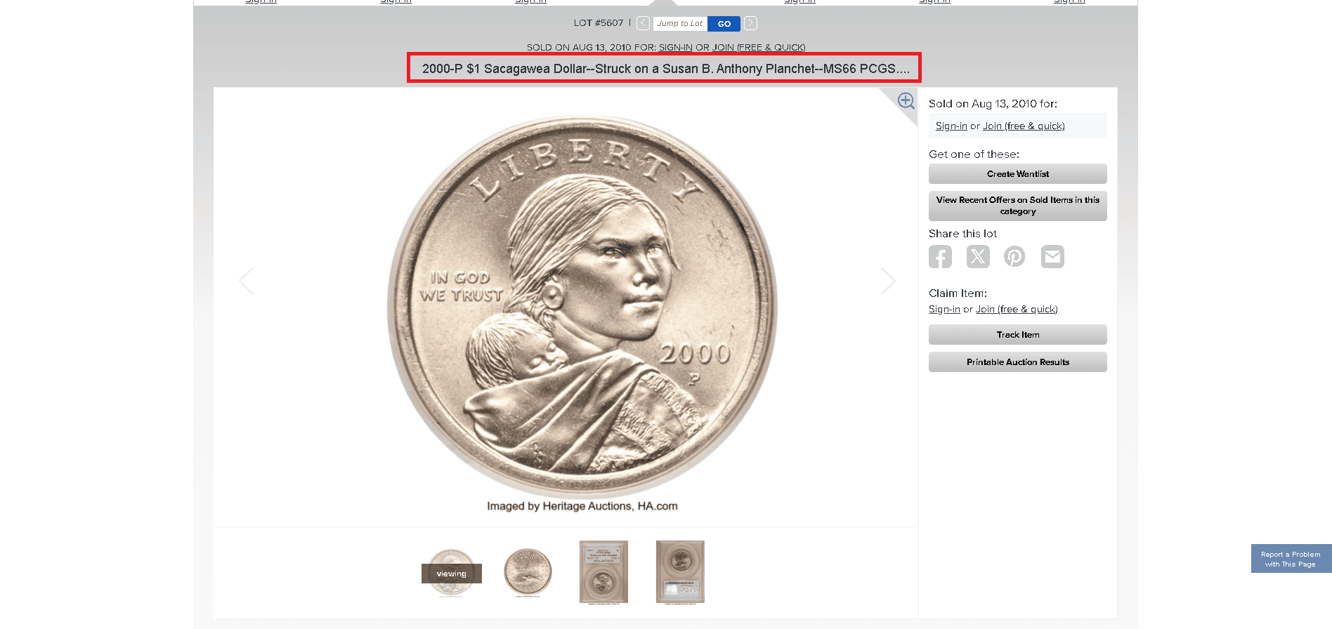 Sacagawea design was accidentally struck on a Susan B. Anthony dollar planchet