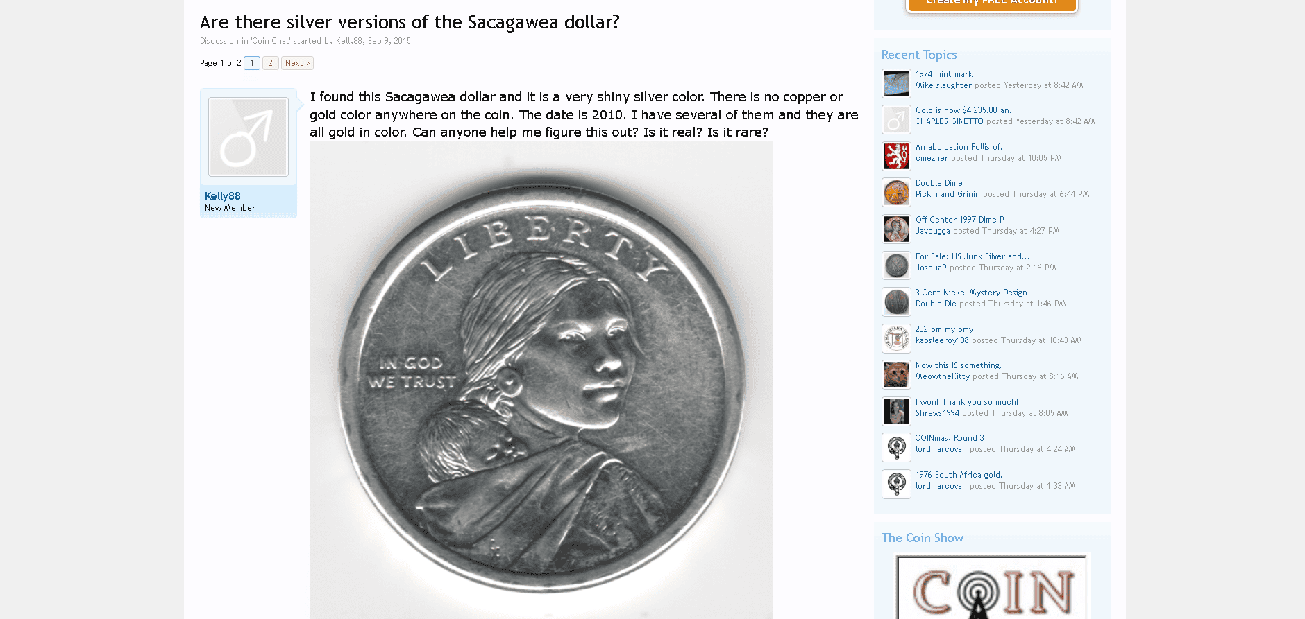 An example of a silver-plated Sacagawea coin