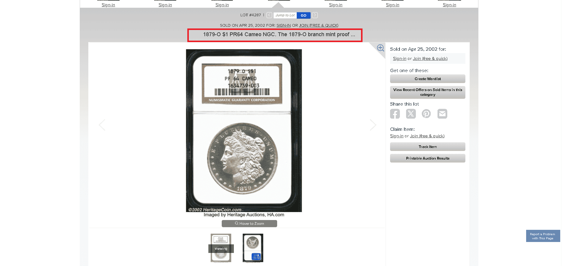 Auctioned 1879-o Morgan Silver Dollar Auctioned 1879-o Morgan Silver Dollar