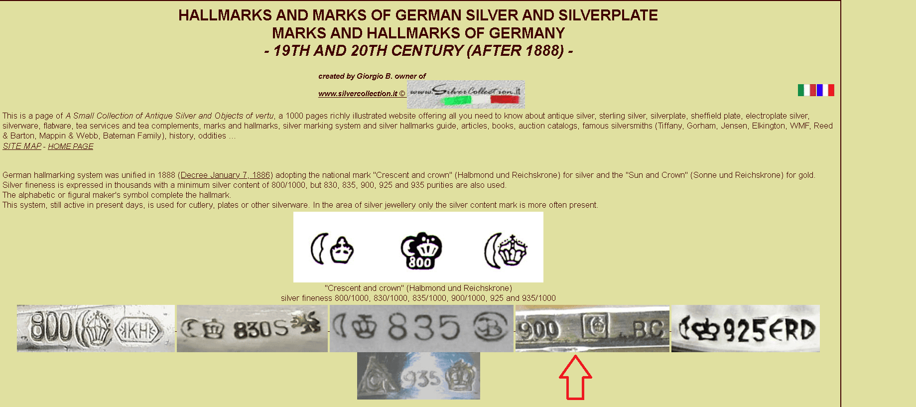 German .900 silver hallmark example German .900 silver hallmark example