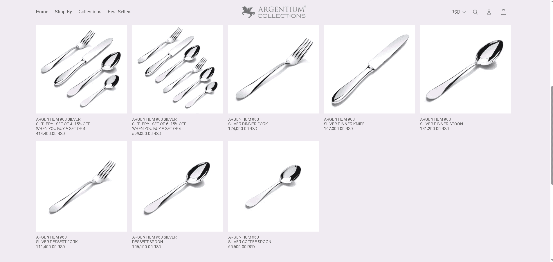 Argentium silver flatware example