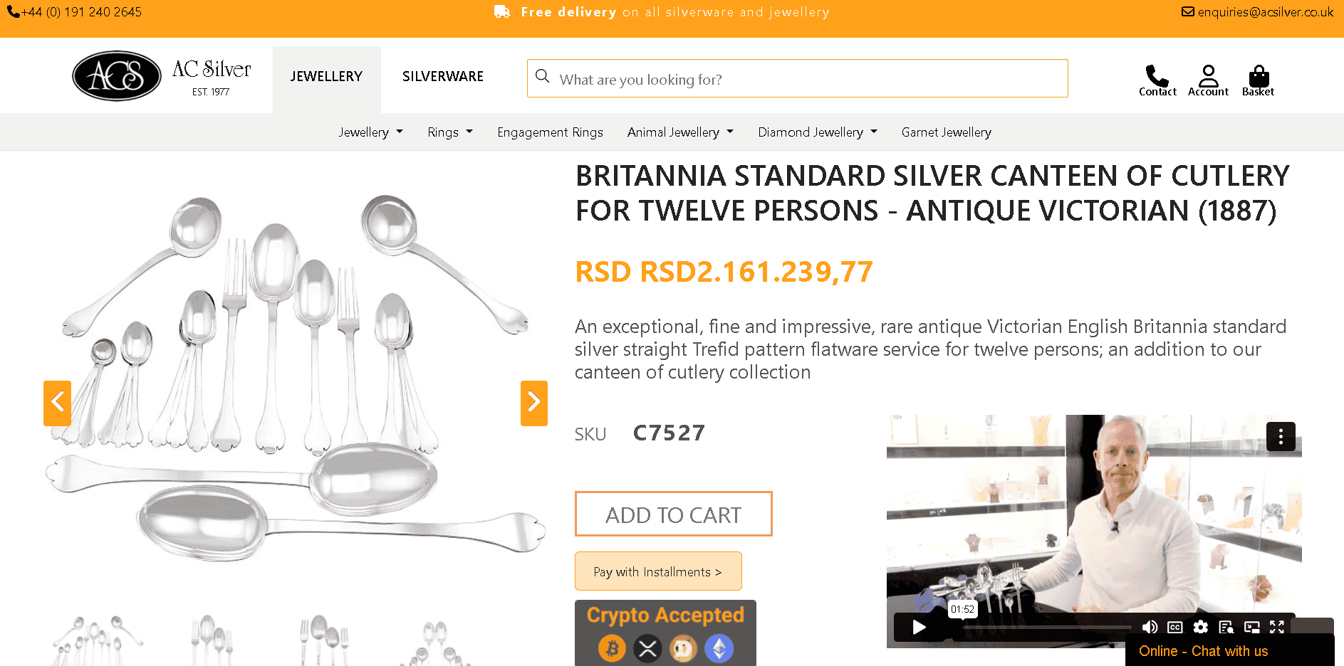 Britannia silver cutlery example