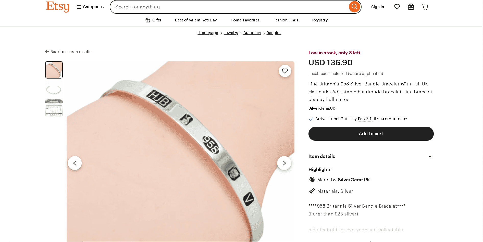 Britannia silver jewelry example 3