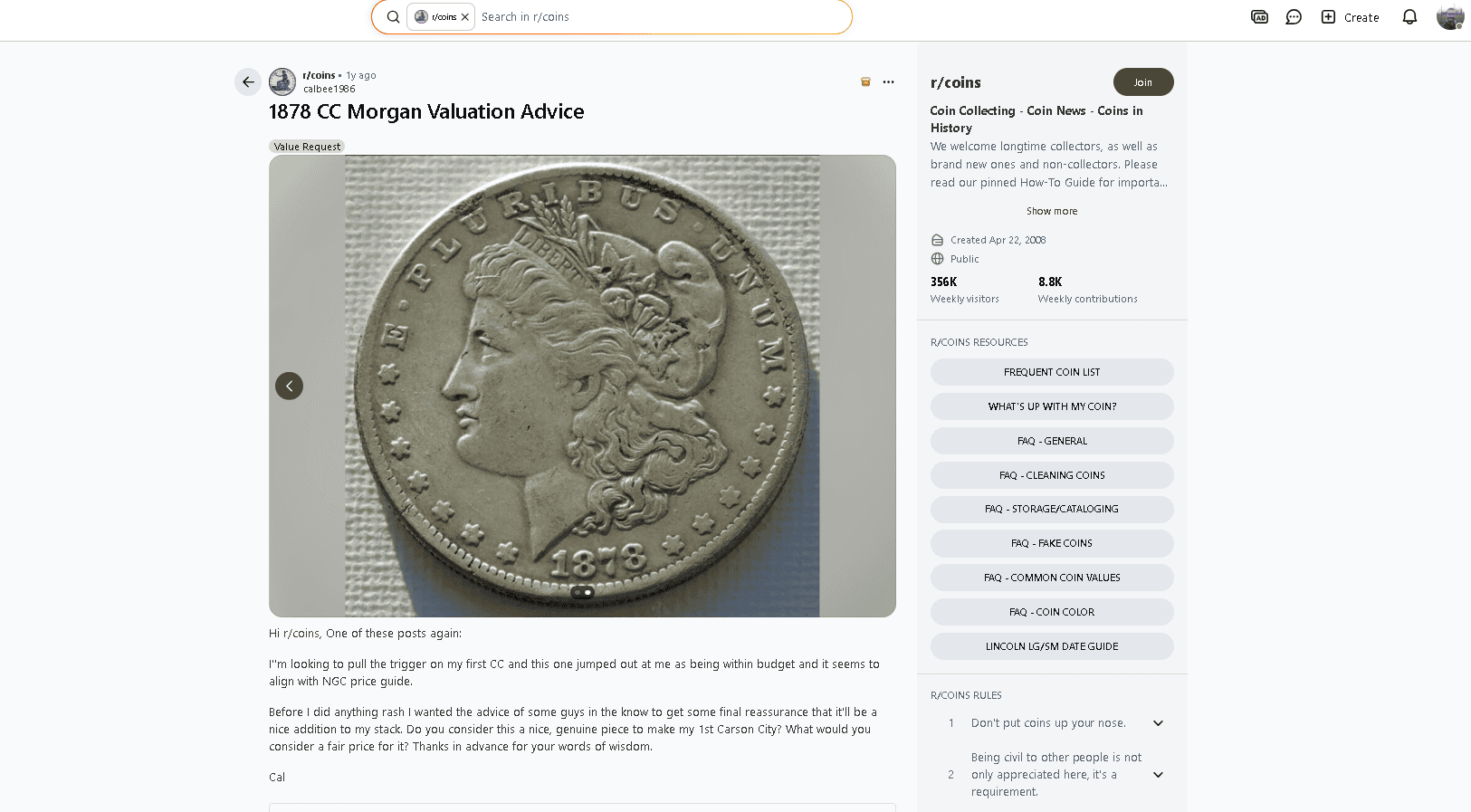 An example of a fake 1878 CC Morgan Silver Dollar