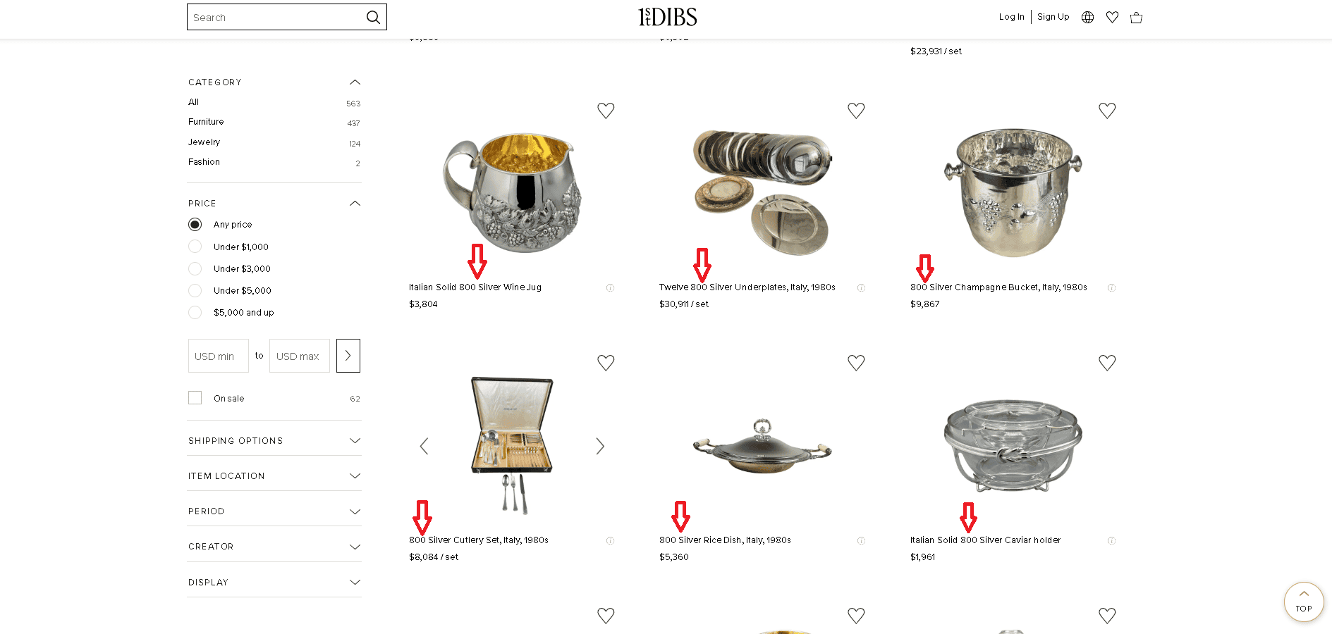 Italian 800 silver collection