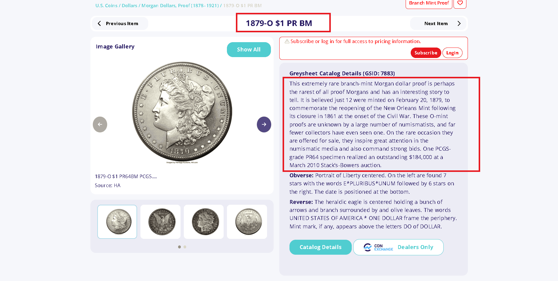 1879 Morgan Silver Dollar New Orleans Proof- only 12 of these special coins were ever minted. 1879 Morgan Silver Dollar New Orleans Proof- only 12 of these special coins were ever minted.