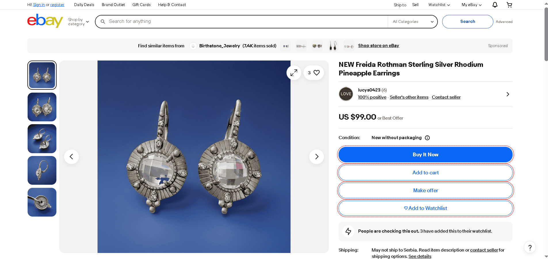Rhodium-plated sterling silver jewelry example 1- NEW Freida Rothman Sterling Silver Rhodium Pineapple Earrings