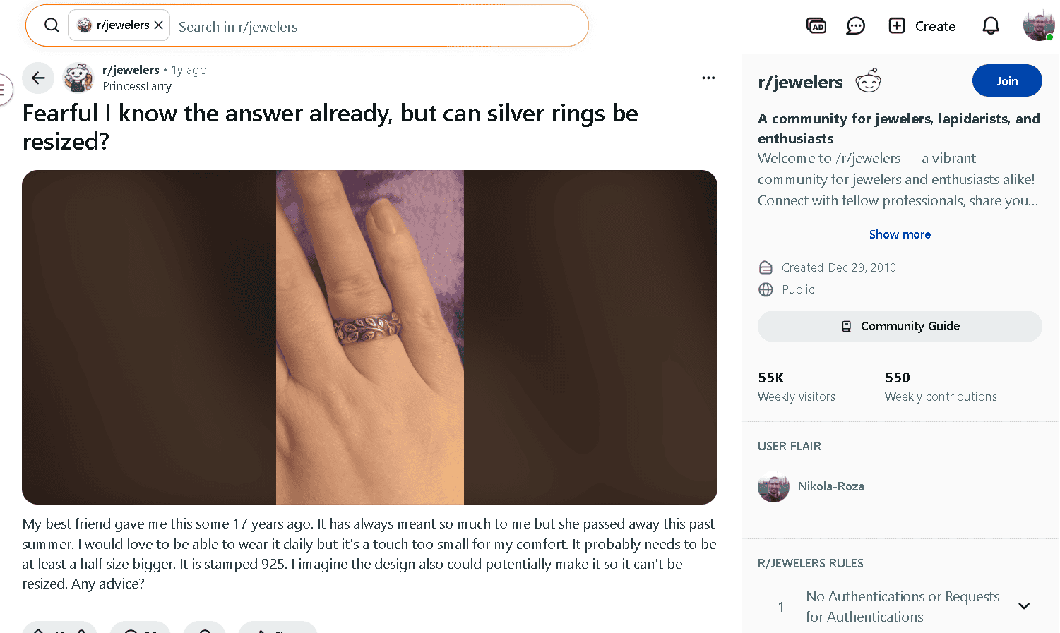 Rhodium-plated sterling silver can be resized and stretched, but only to a limited degree.