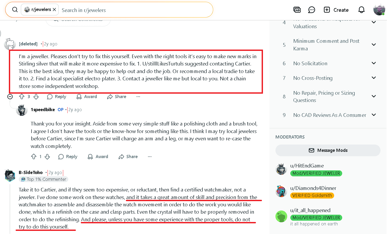 Expert advice from Reddit about caring for Rhodium-plated sterling silver jewelry and watches.