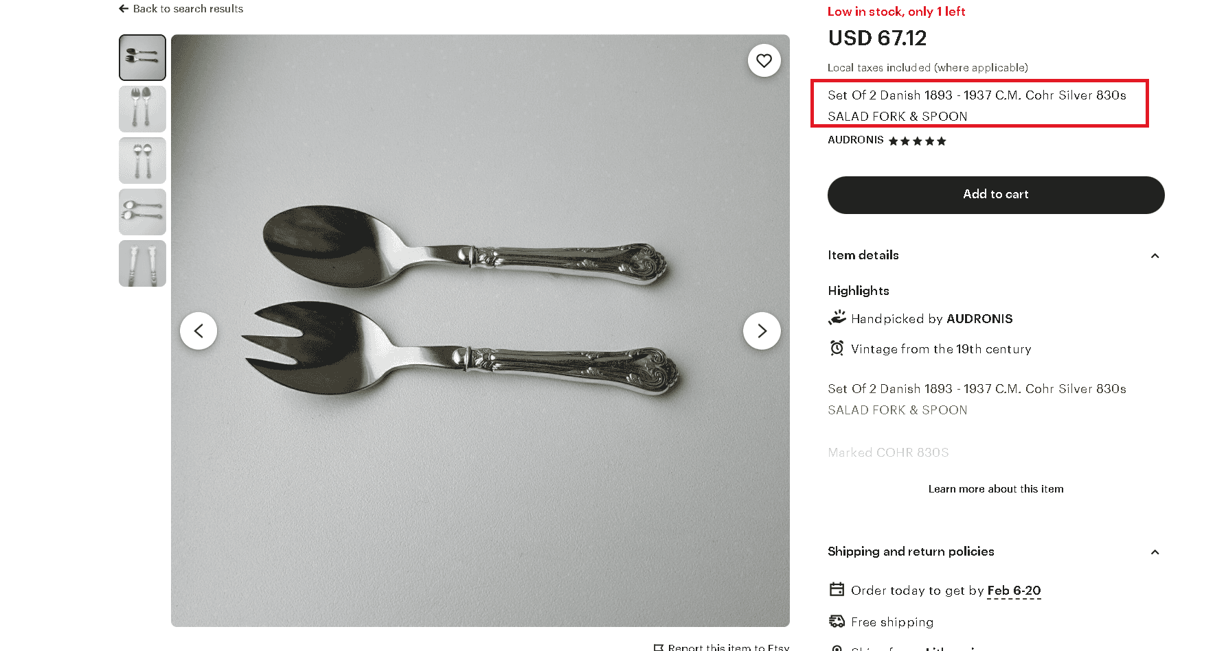 Set Of 2 Danish 1893 - 1937 C.M. Cohr Silver 830s SALAD FORK & SPOON Set Of 2 Danish 1893 - 1937 C.M. Cohr Silver 830s SALAD FORK & SPOON