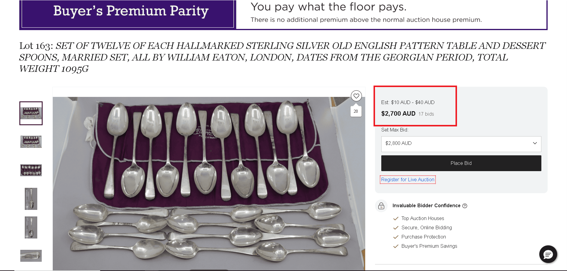 Sterling silver flatware set auction value 1