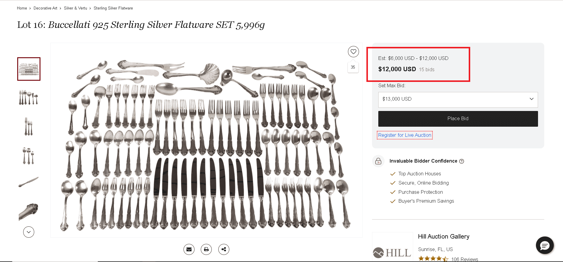 Sterling silver flatware set auction value 2