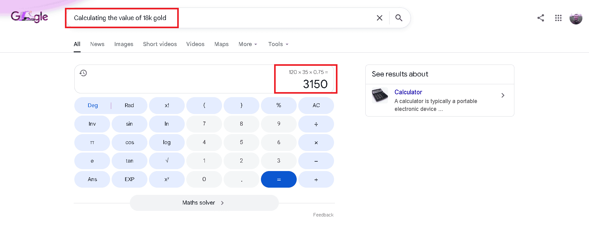 Calculating the value of 18k gold Calculating the value of 18k gold