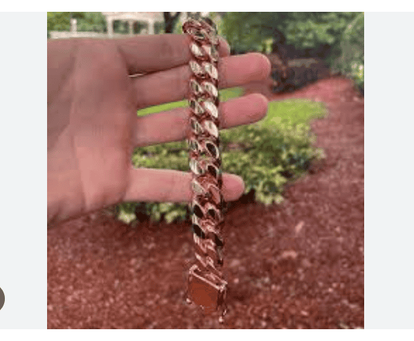 Fake rose gold tarnish/patina example