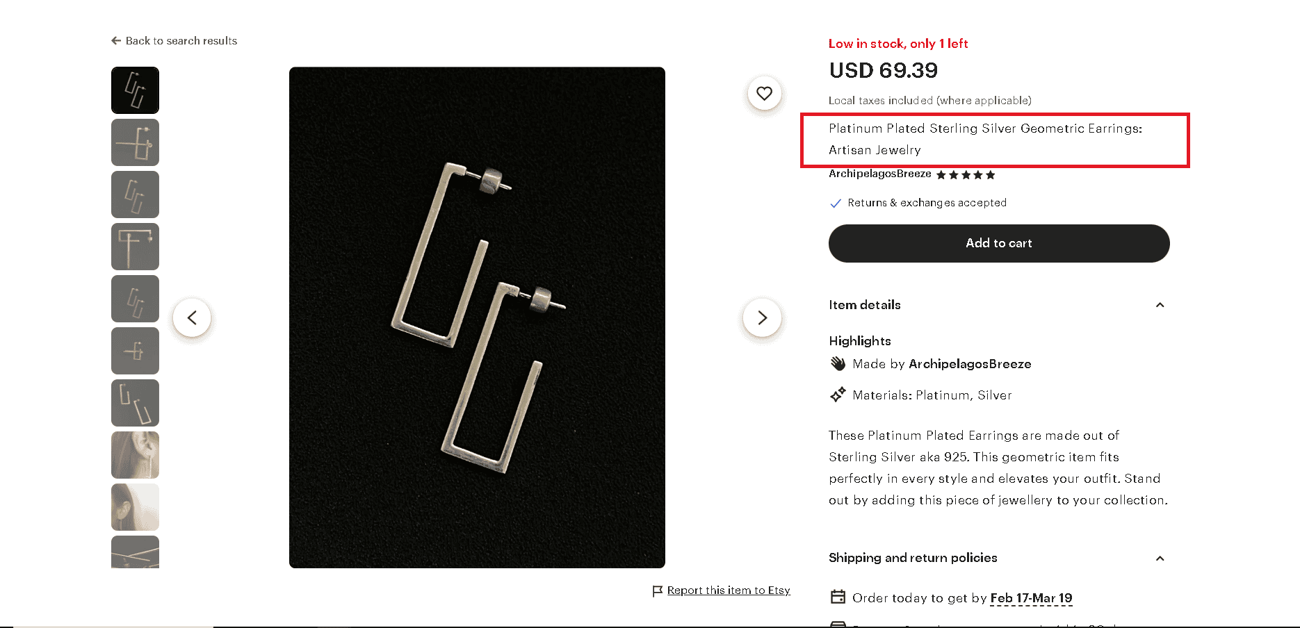 Platinum-plated sterling silver example 1