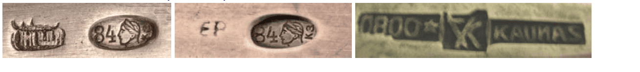 Russian silver hallmarks from Vilnius