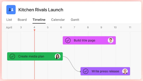 Screenshot of product launching in Asana