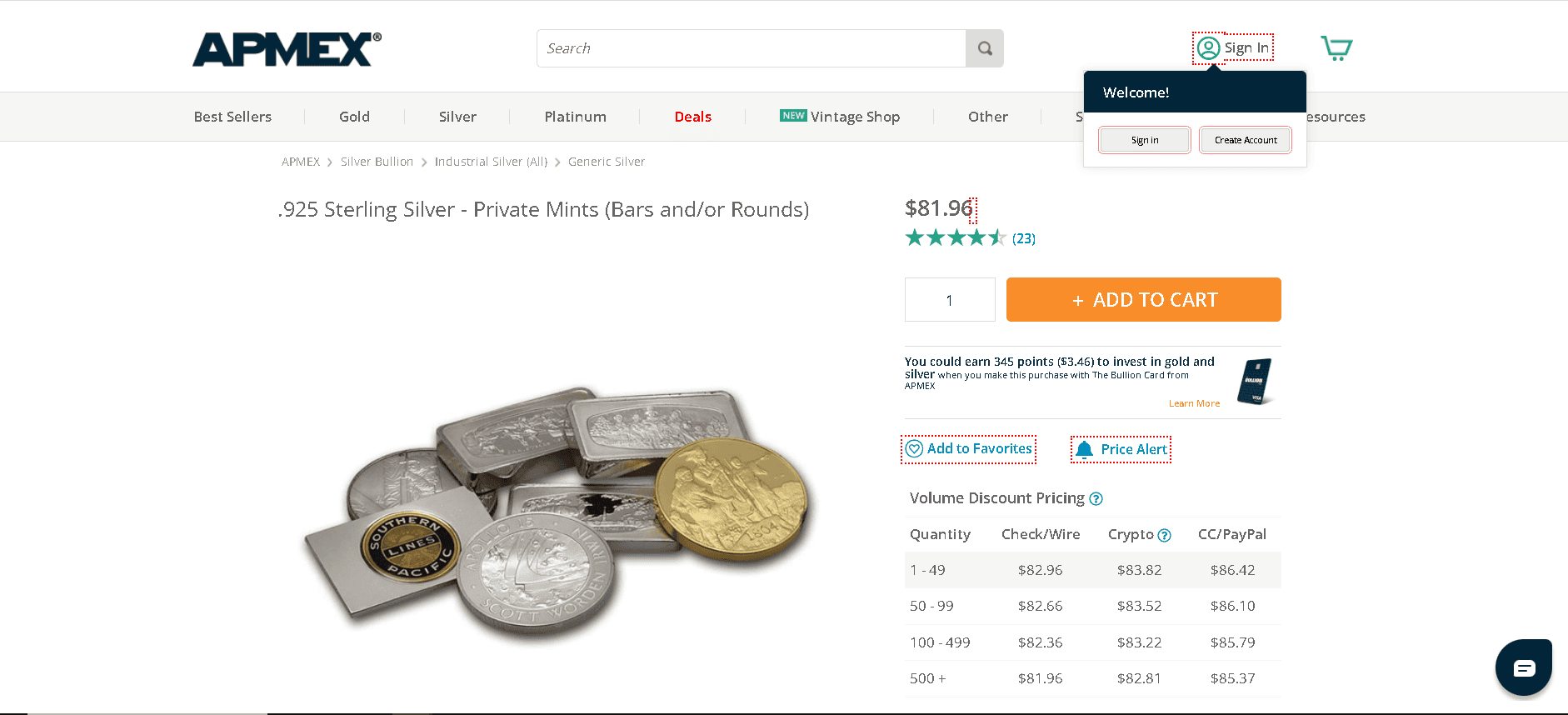 Sterling silver coins and bars exist, though are relatively rare compared to fine silver bullion.