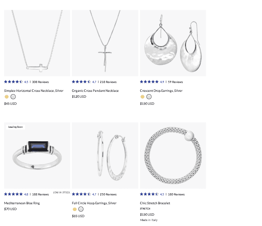 Sterling silver jewelry example 1