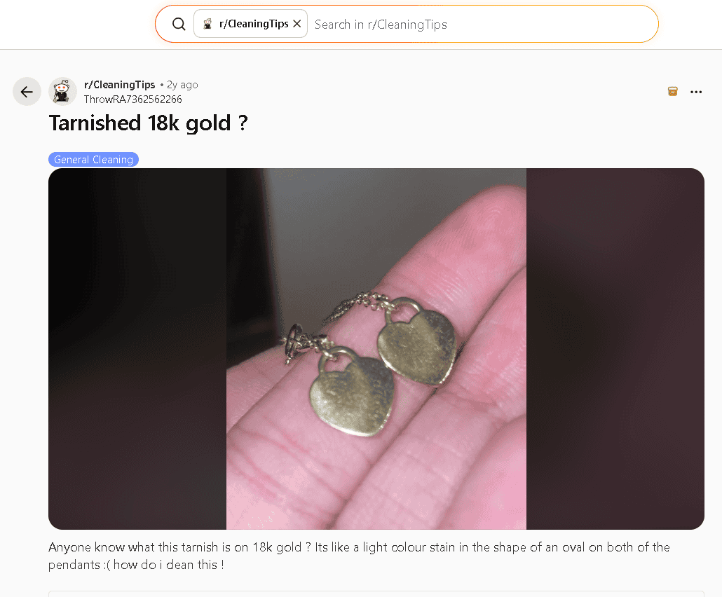 Tarnished 18k gold example Tarnished 18k gold example