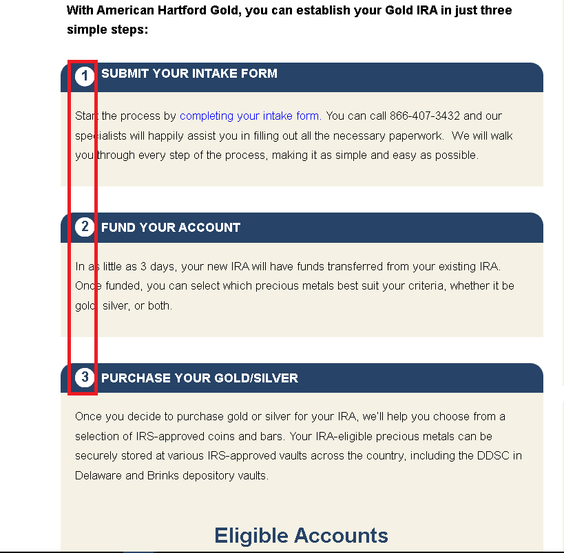 Steps to opening a gold IRA account with American Hartford Gold