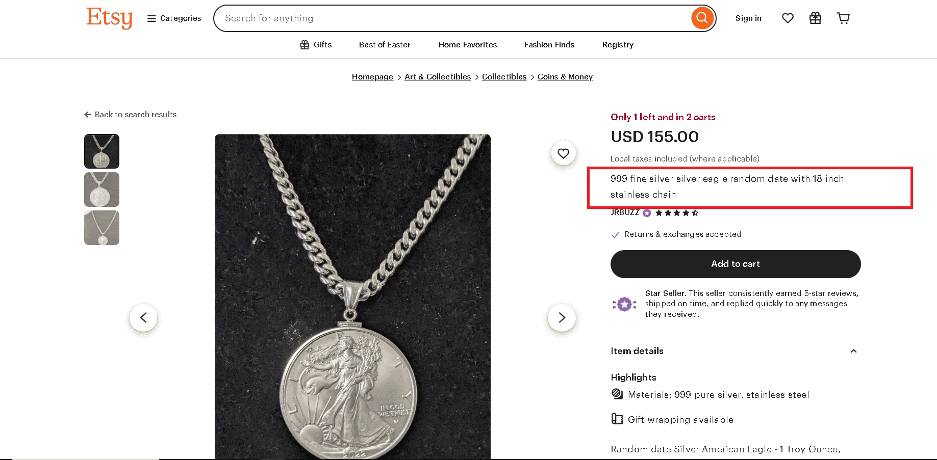 American Silver Eagle pendant 3