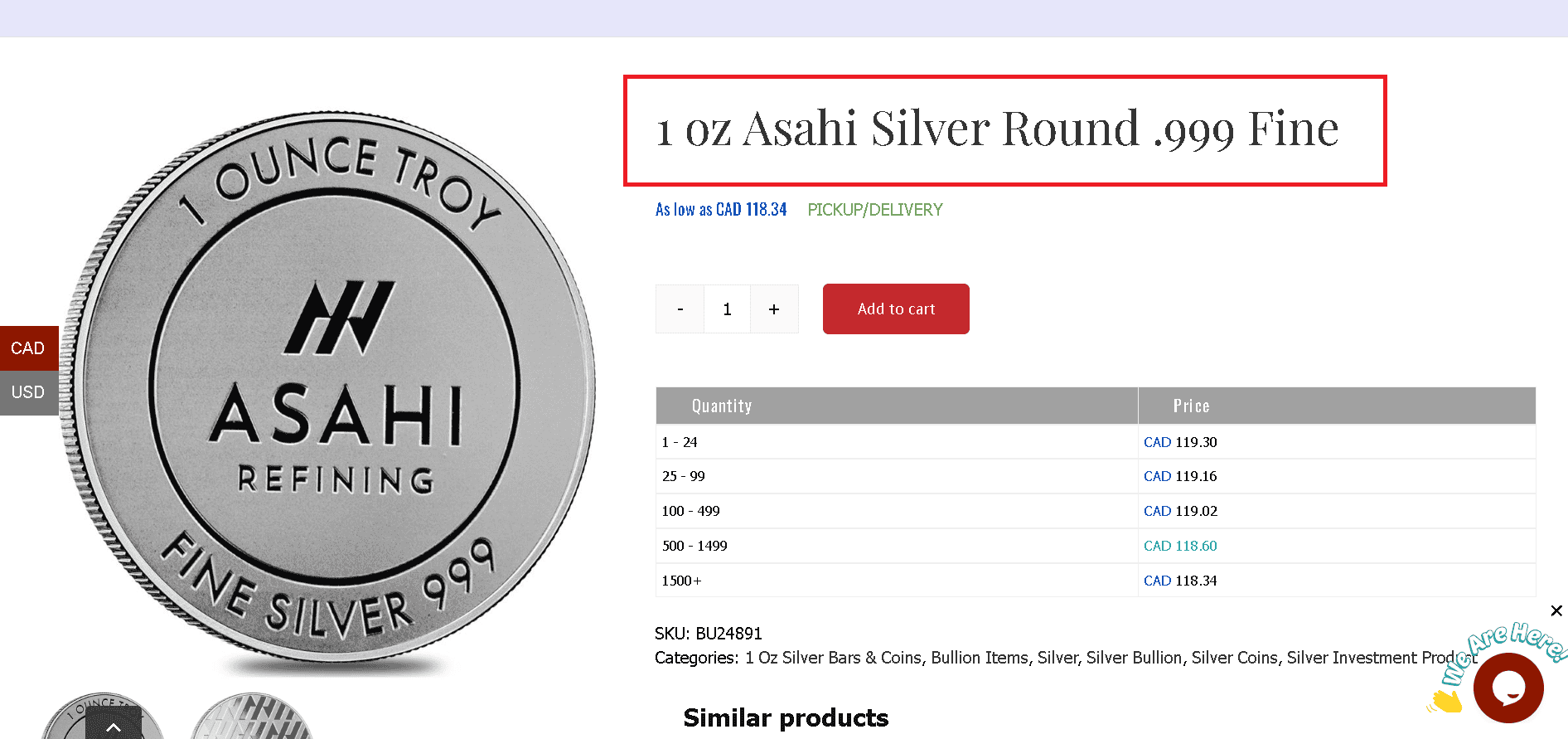 Asahi Silver Round example