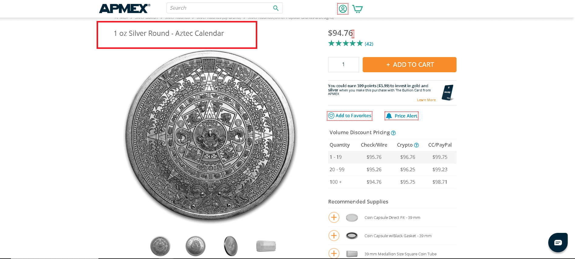 Aztec Calendar silver round example