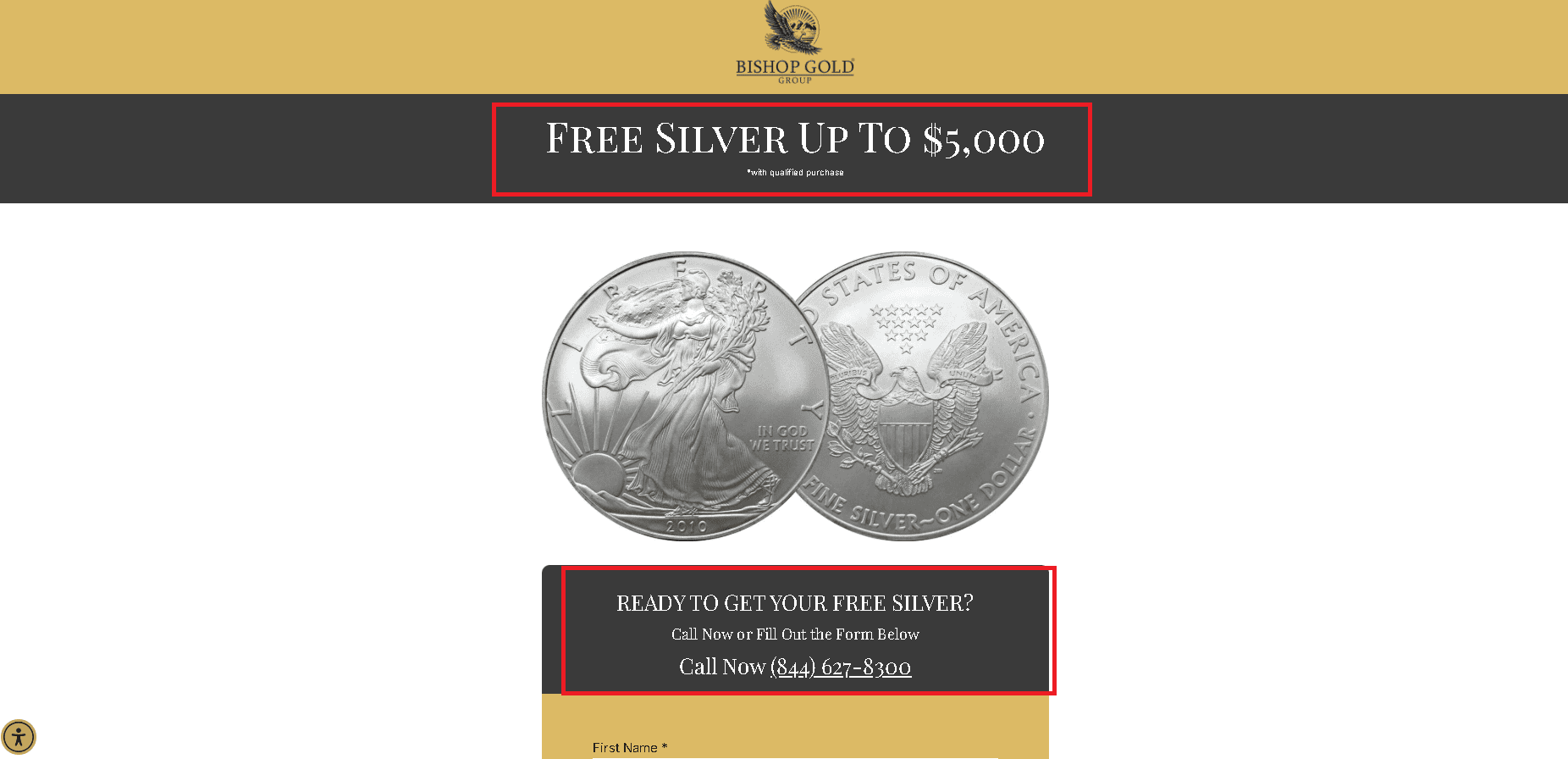 Bishop Gold Group free silver offer