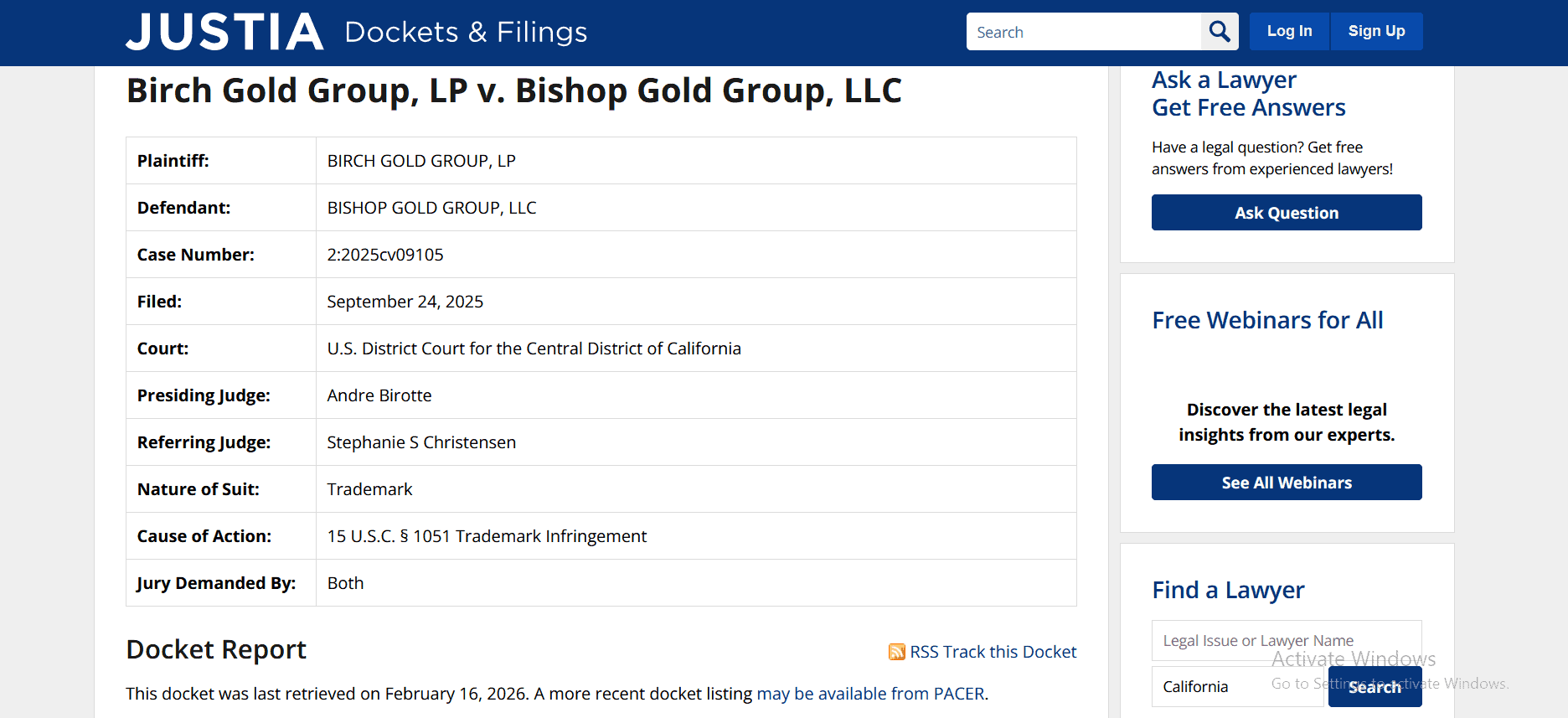 Bishop Gold Group lawsuit 3