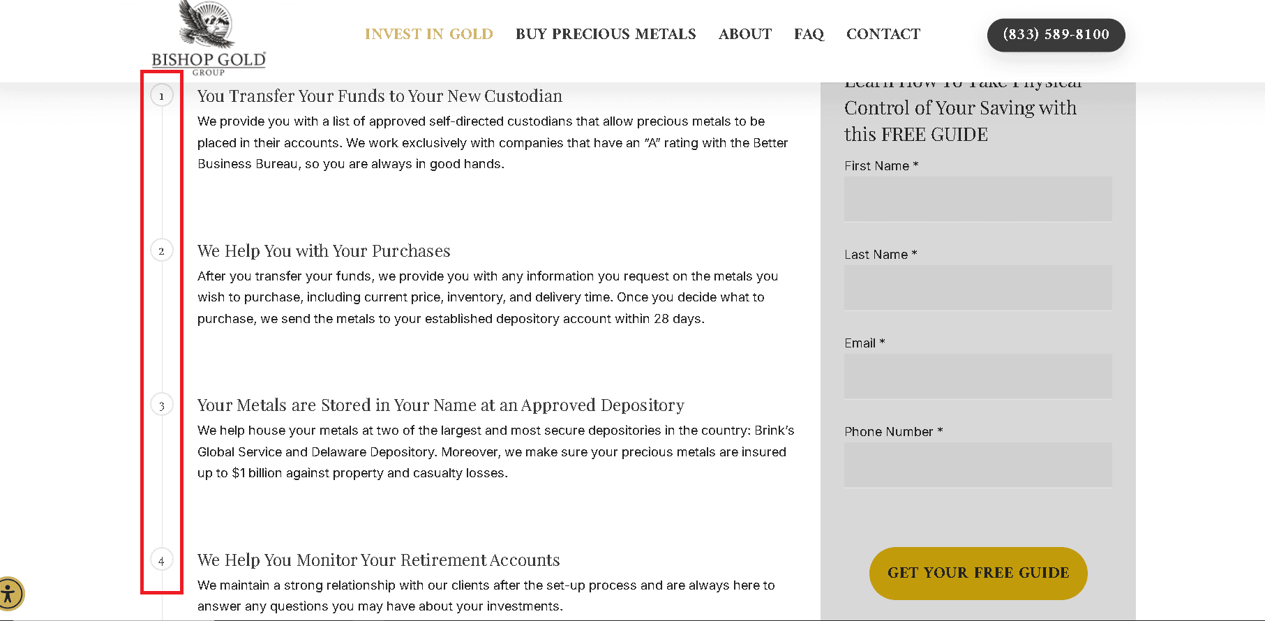 Steps to opening a gold IRA account with Bishop Gold Group