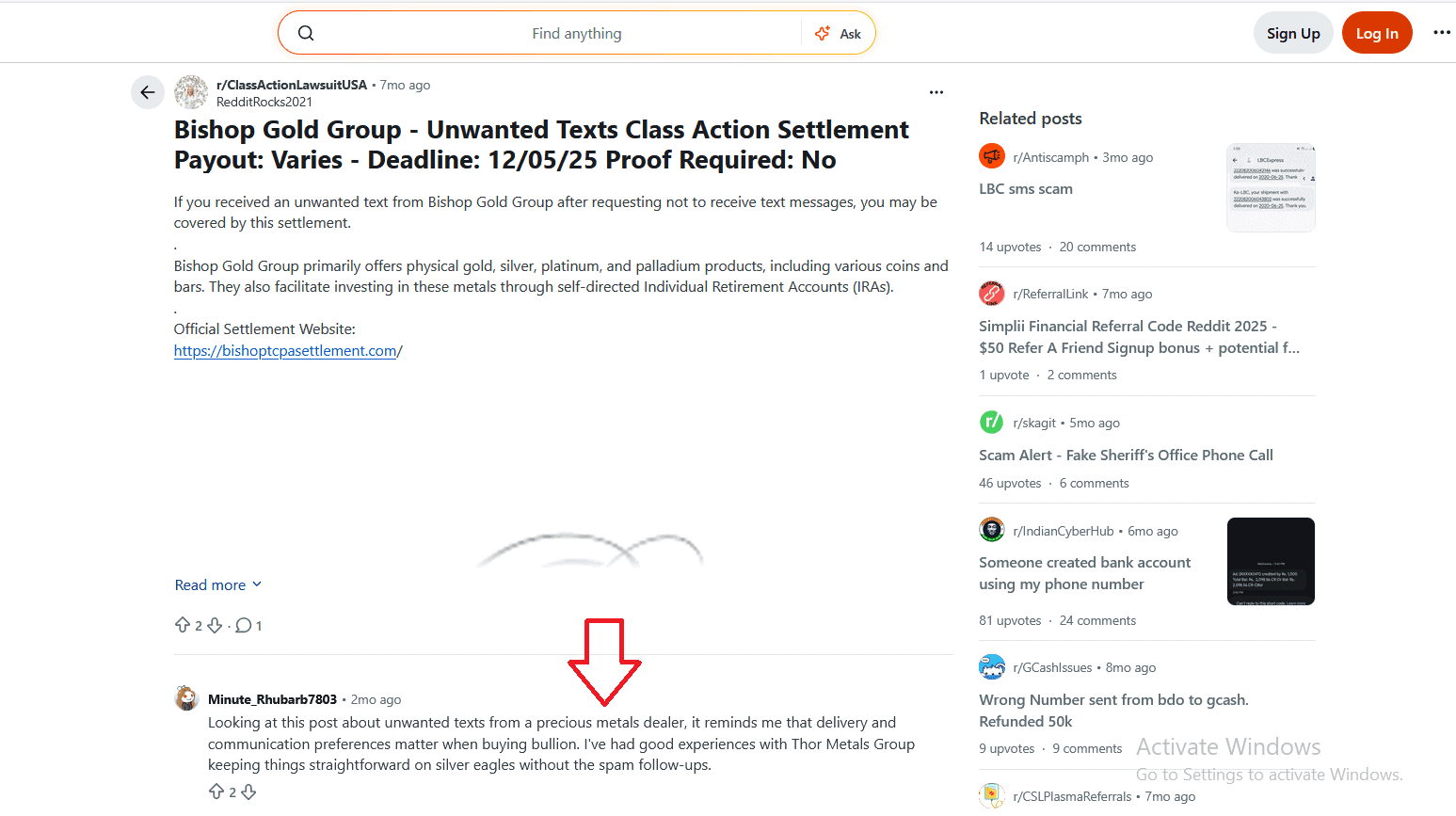 Bishop Gold Group genuine Reddit thread.