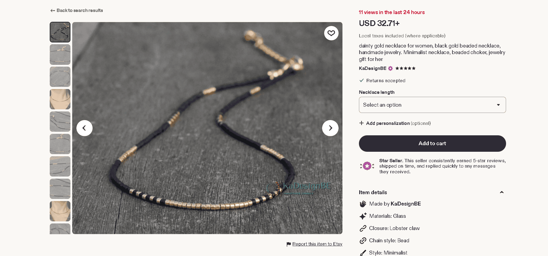 Black gold jewelry example.