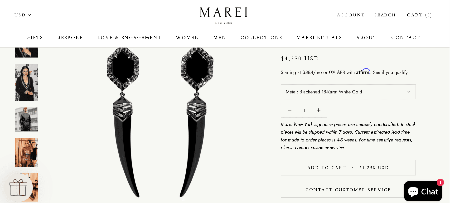 Black gold jewelry example.