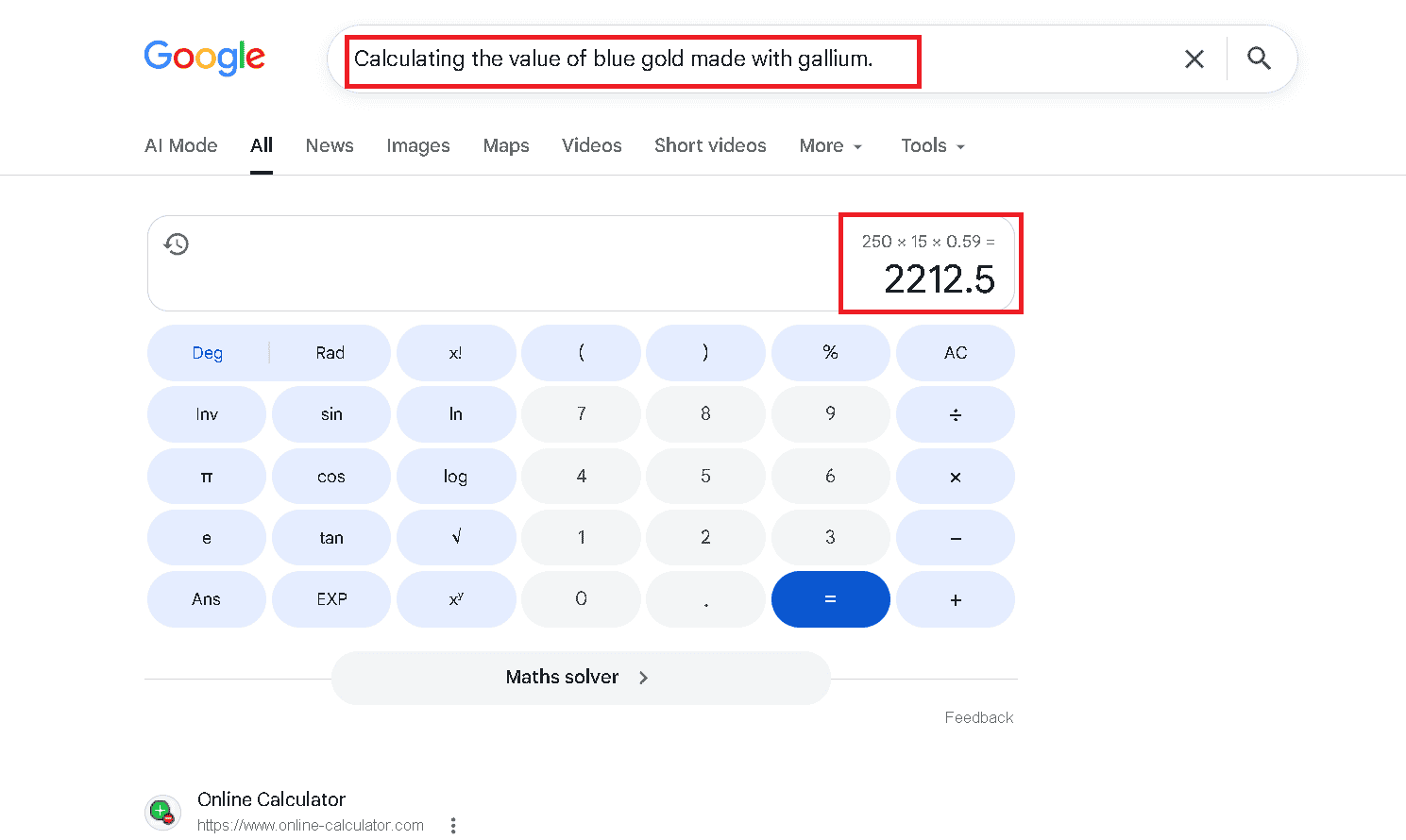 Calculating the value of blue gold made with gallium.