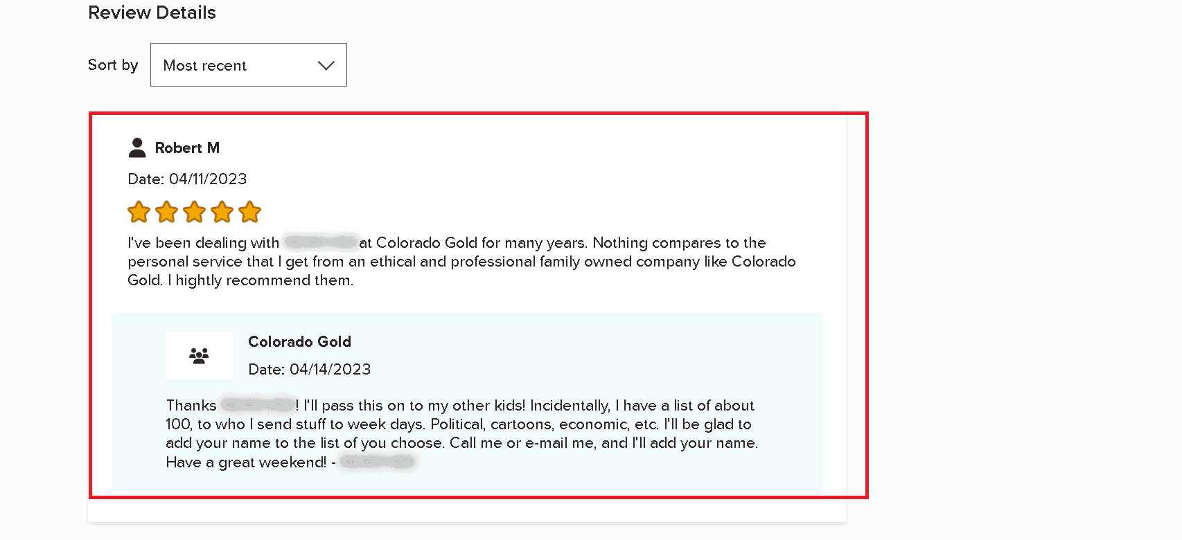 Colorado Gold customer reviews on BBB