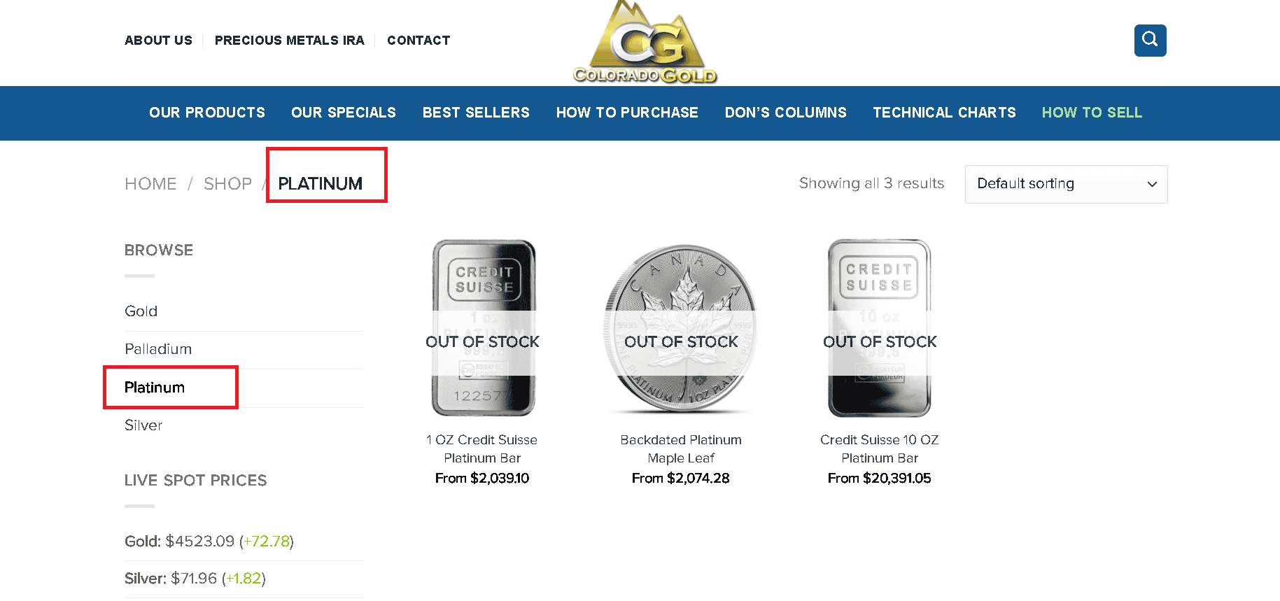 Colorado Gold sells platinum products