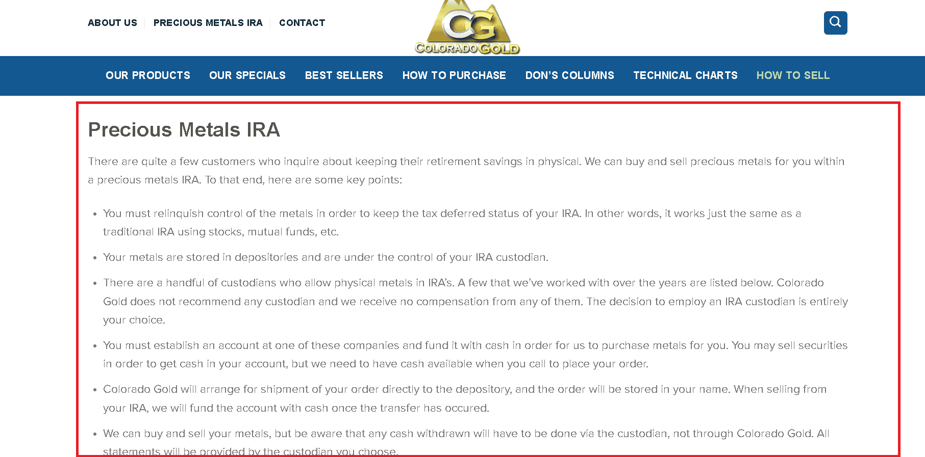 Colorado Gold is a gold investment company that can help you open a new gold IRA account.