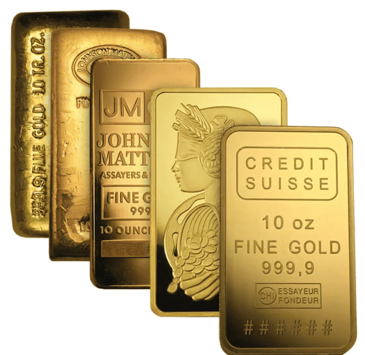 Gold bullion hallmarks example.