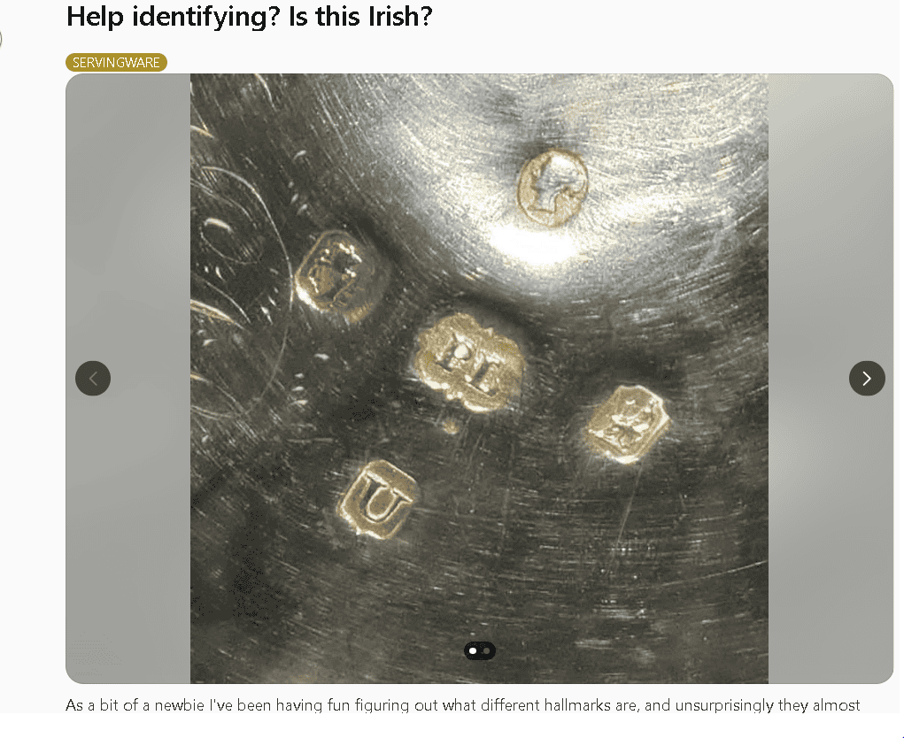 Example of a Irish hallmarks for sterling silver