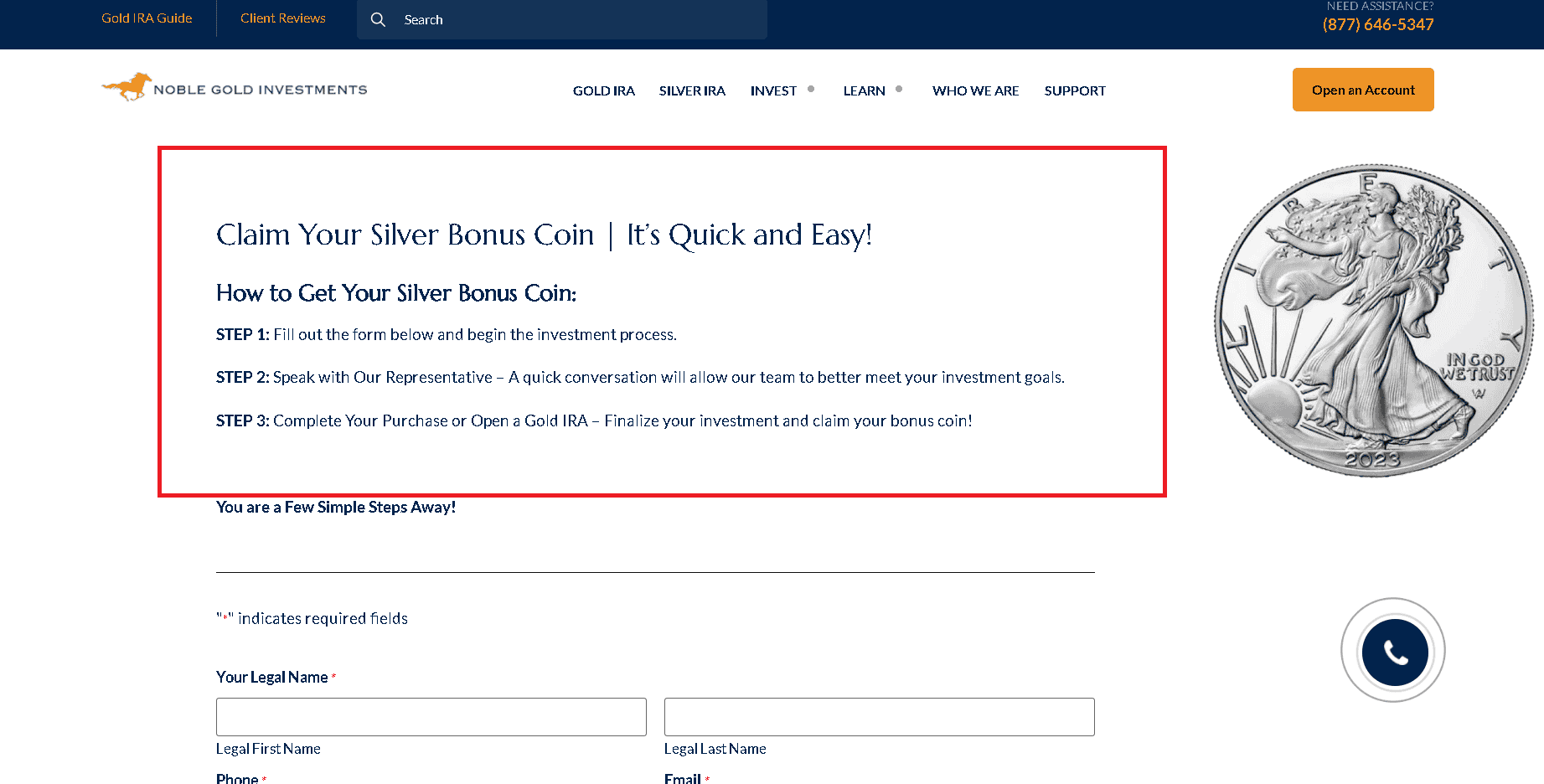 Noble Gold offers a free silver coins to all customers regardless of their order's size and value