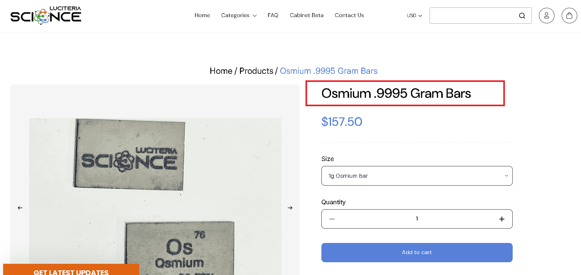 Osmium bars as sold by Luciteria.