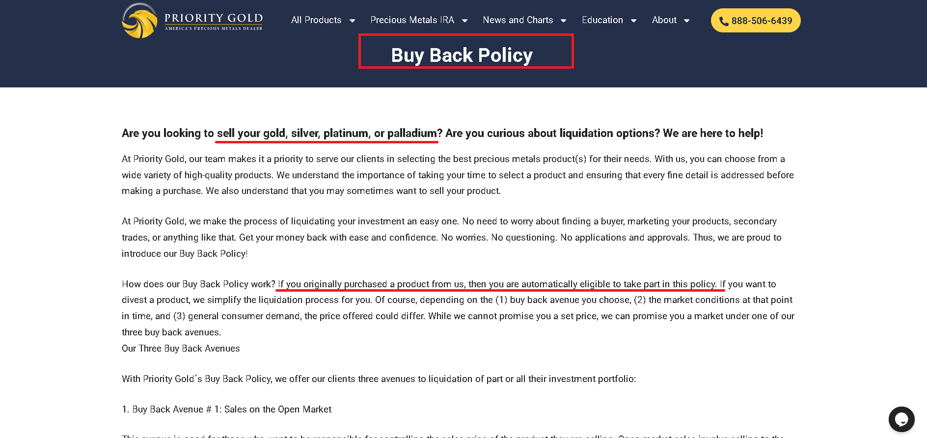 Priority Gold has an excellent metal buyback policy