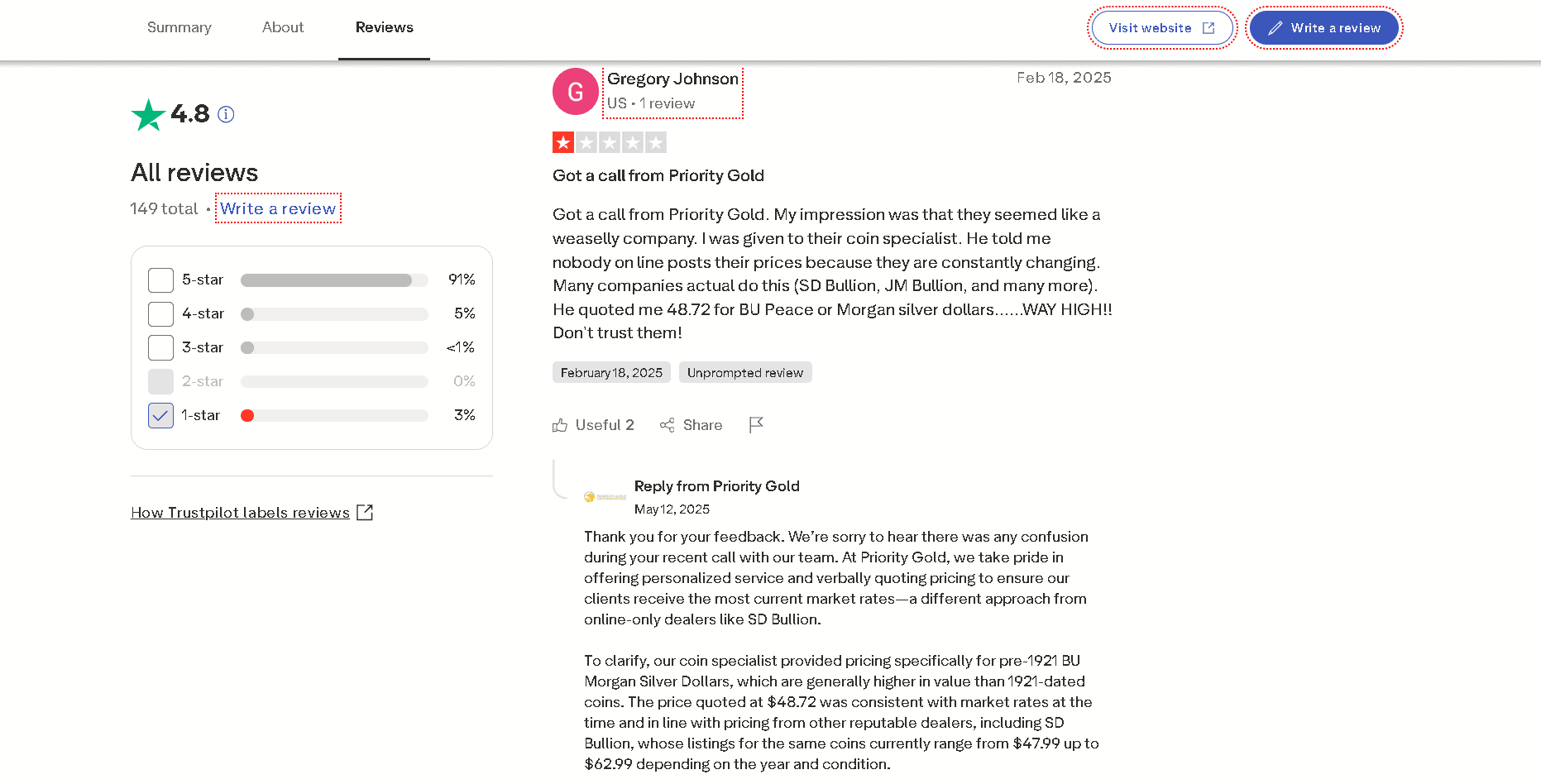 Priority Gold customer review and complaint 4