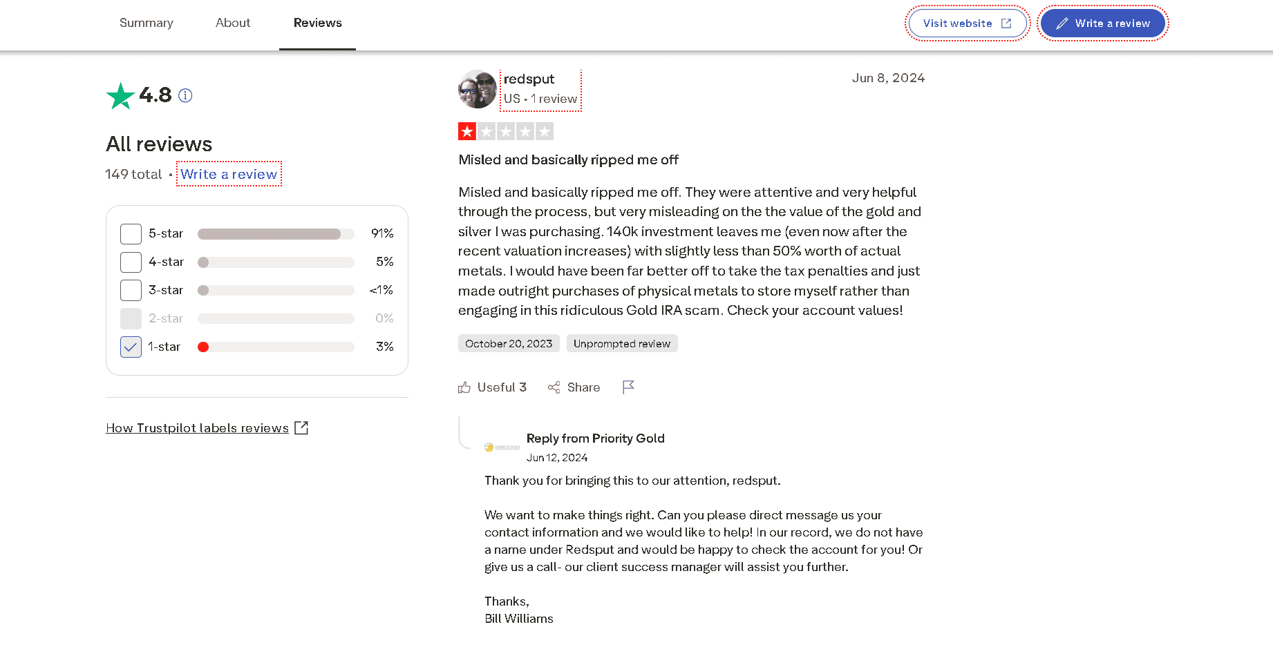 Priority Gold customer review and complaint 5