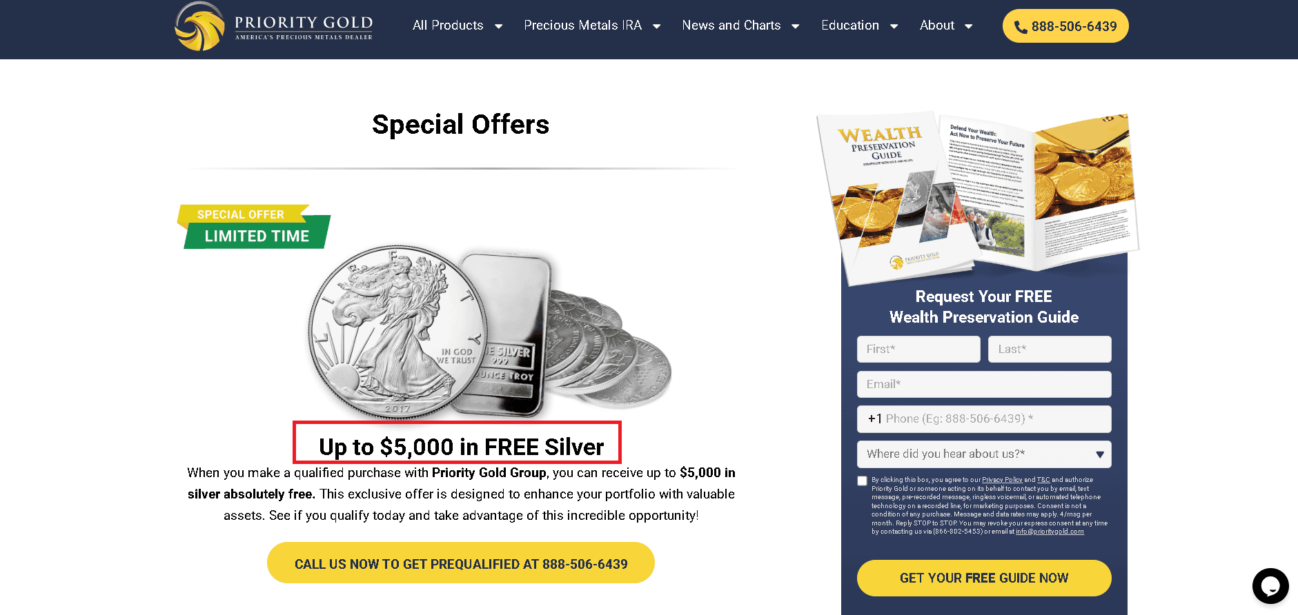 Priority Gold offers free silver for qualified purchases