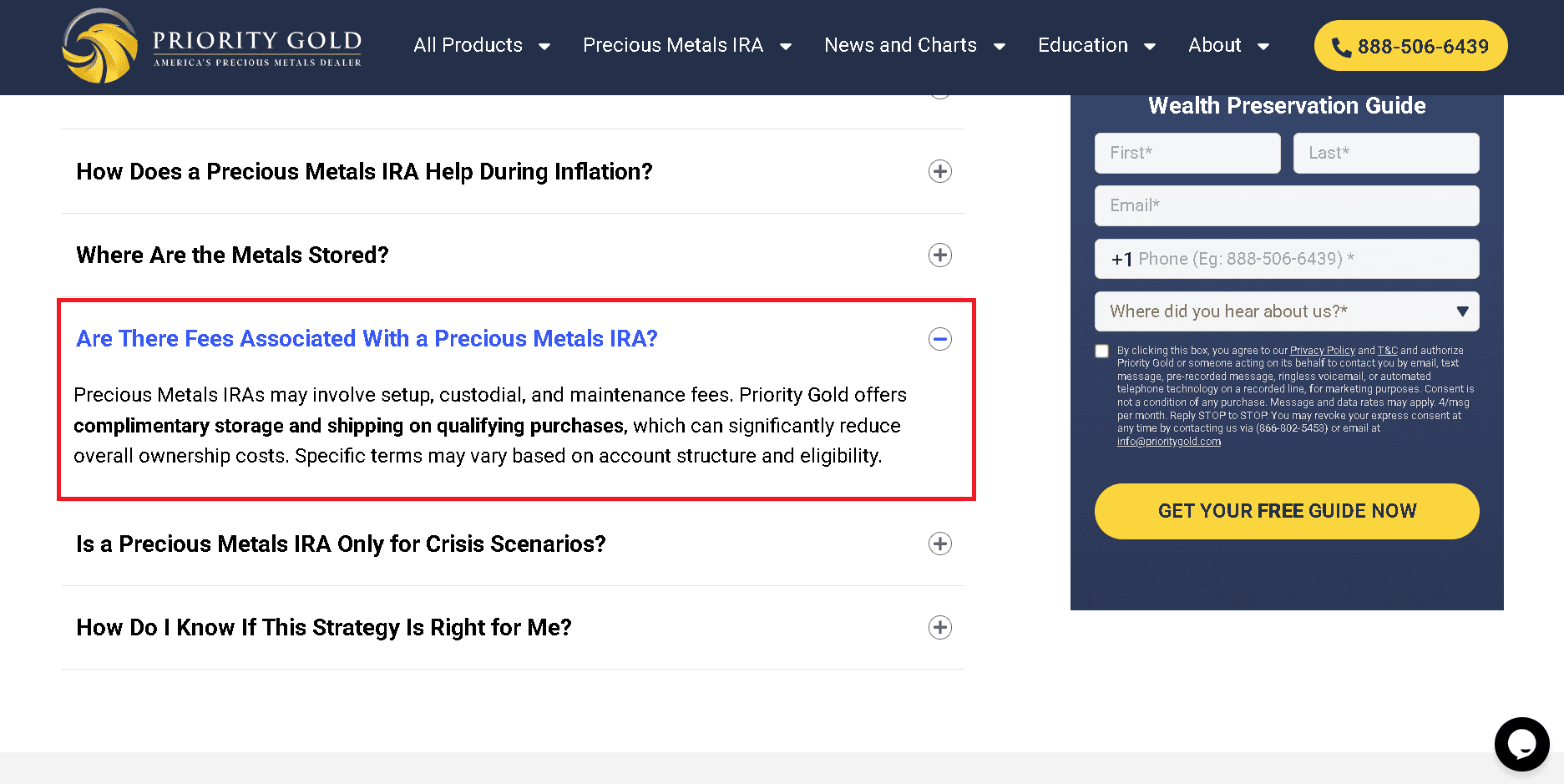 Priority Gold doesn't disclose its pricing structure on their website.