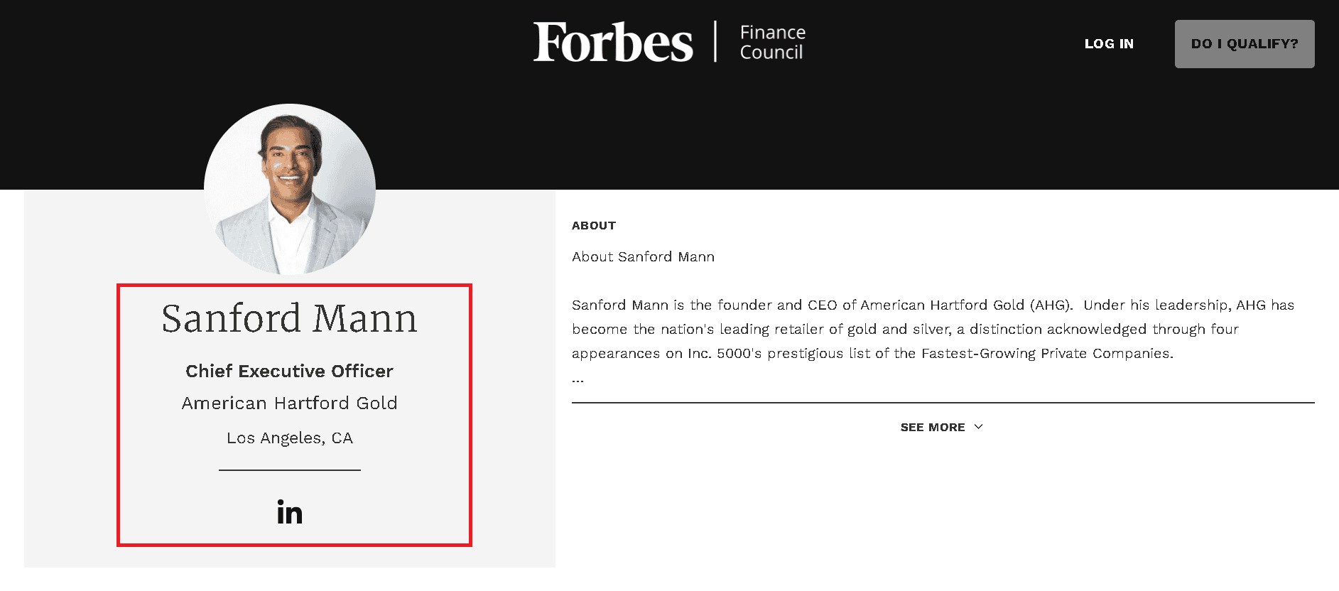 Sanford Mann is the owner and CEO of American Hartford Gold